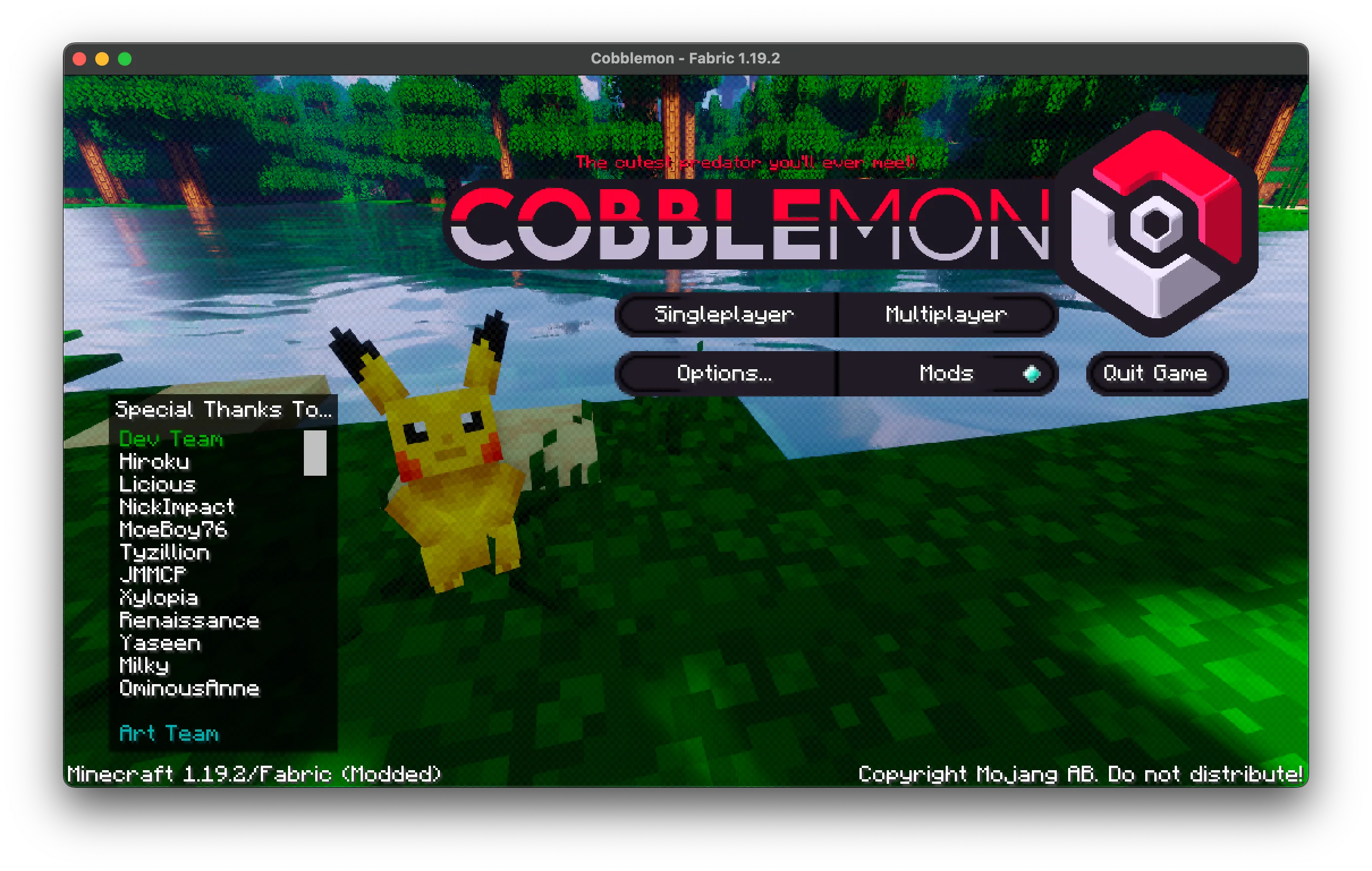 Minecraft playing Cobblemon for Fabric