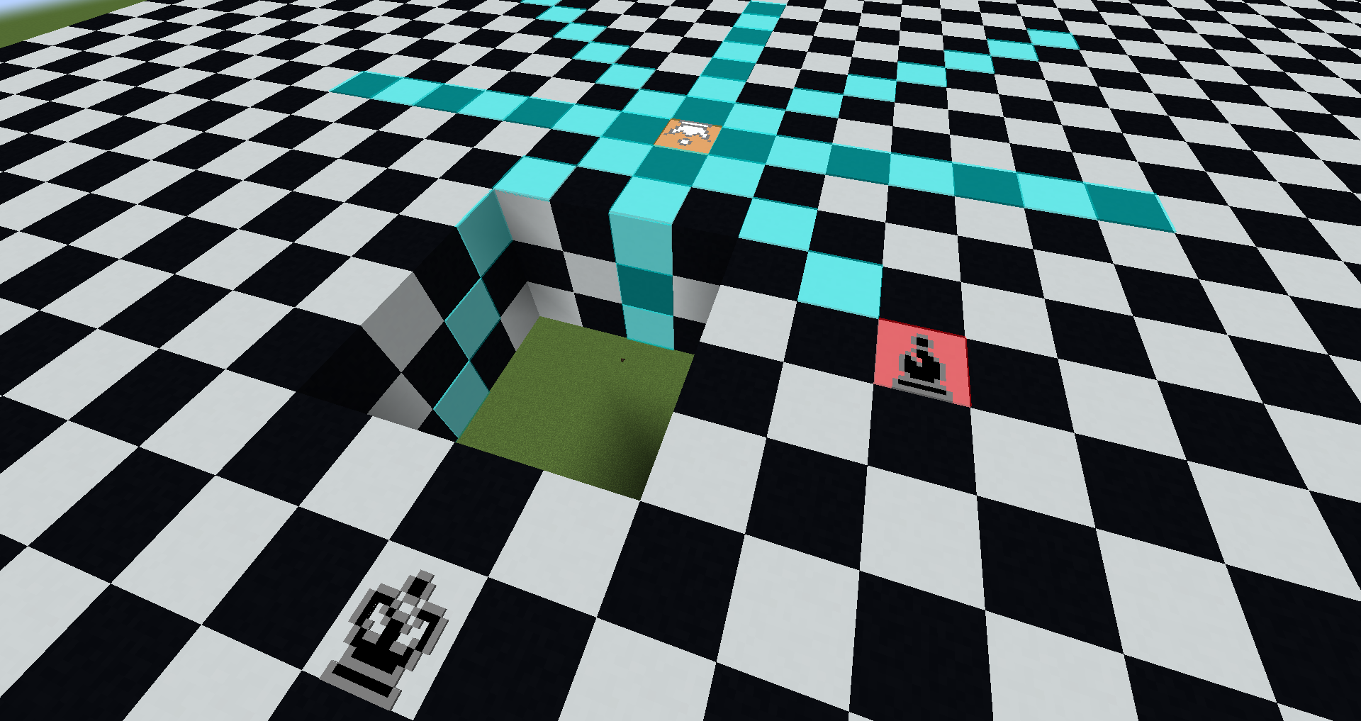 This Image shows a Chessboard with a hole in it. You can see that a Queen on the Chessboard can travel down the whole while staying on the Surface of the Chess Board