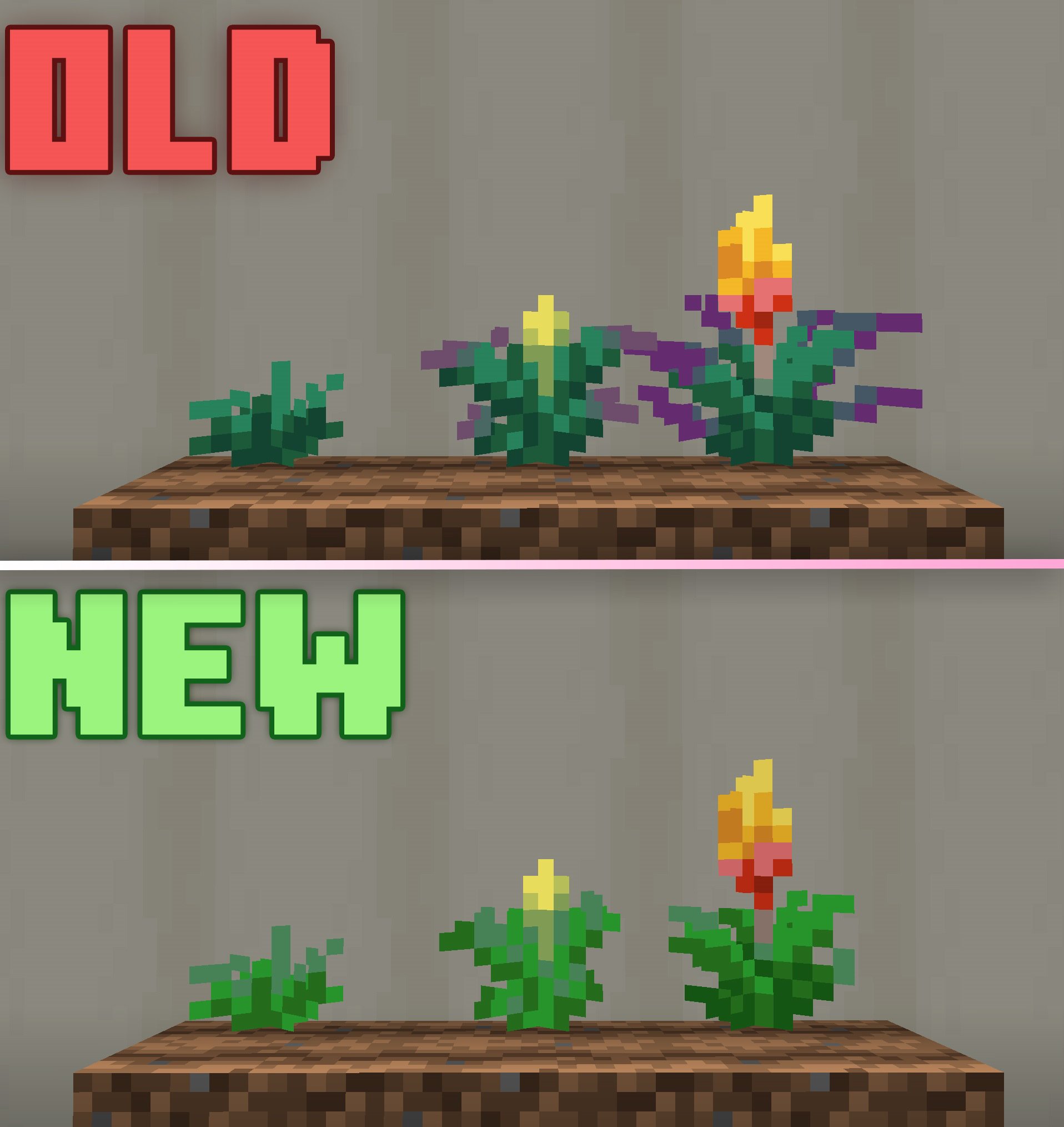 Comparison between old and new texture