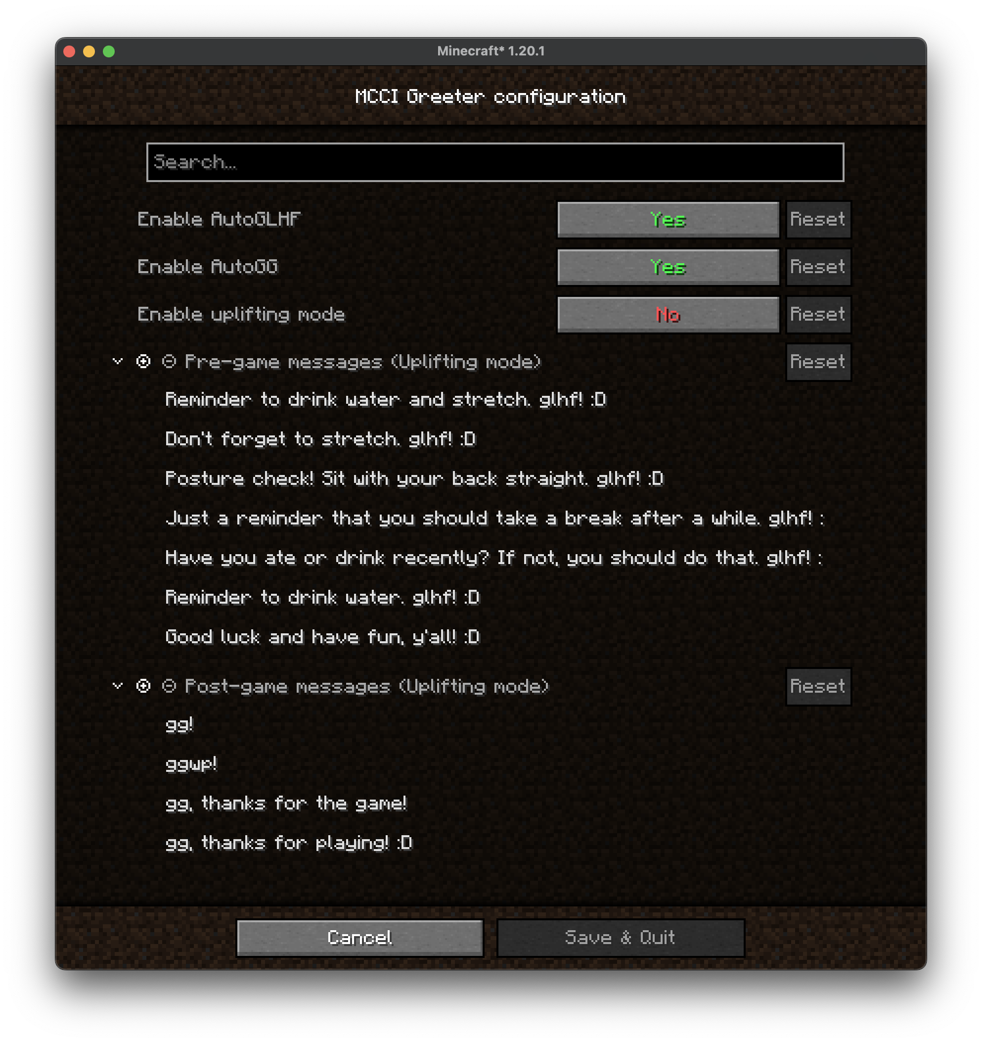 ModMenu Configuration